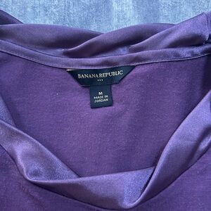 Banana Republic Women's Purple long sleeve shirt with Satin neckline